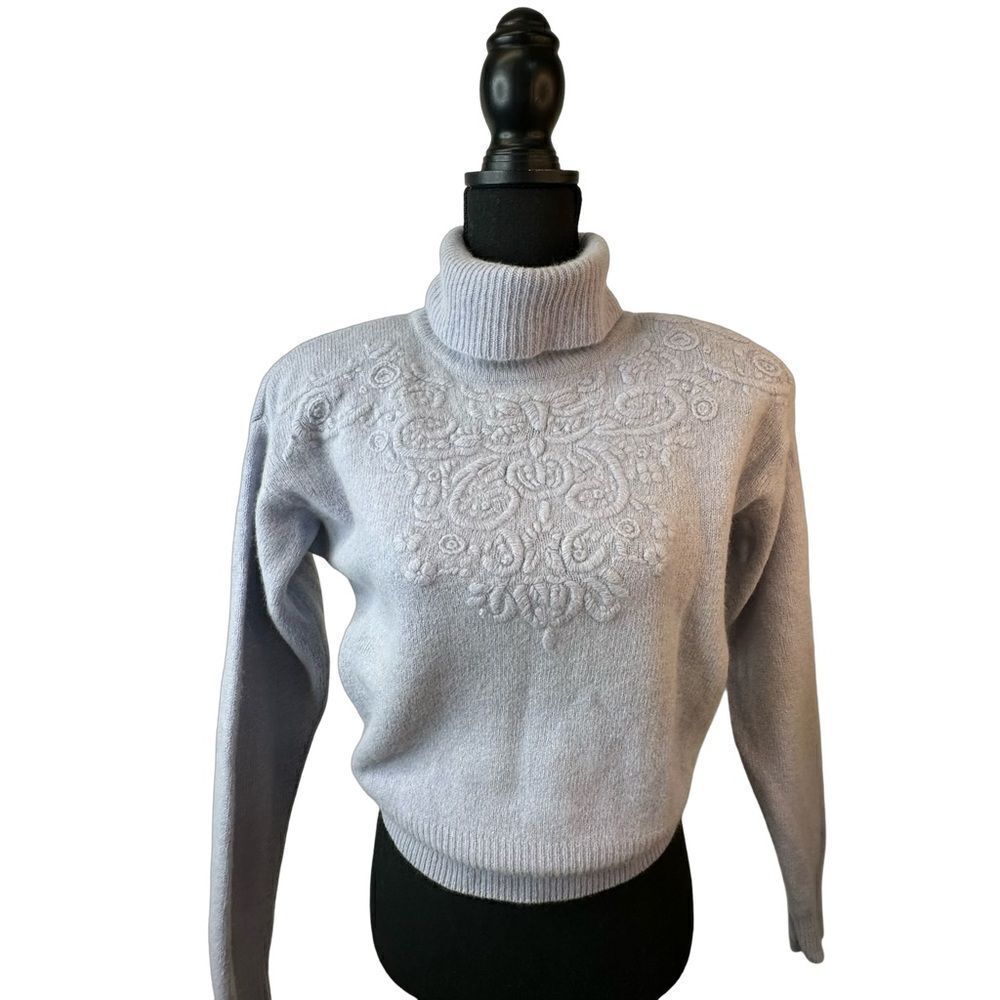 TOGETHER Brand Light Lavender Cowl Neck Sweater Lambswool Angora Blend Size M